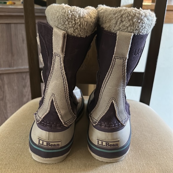 LL Bean Women’s Suede Lace Up Lined Snow Boots Purple Gray Size 7 - Picture 12 of 13